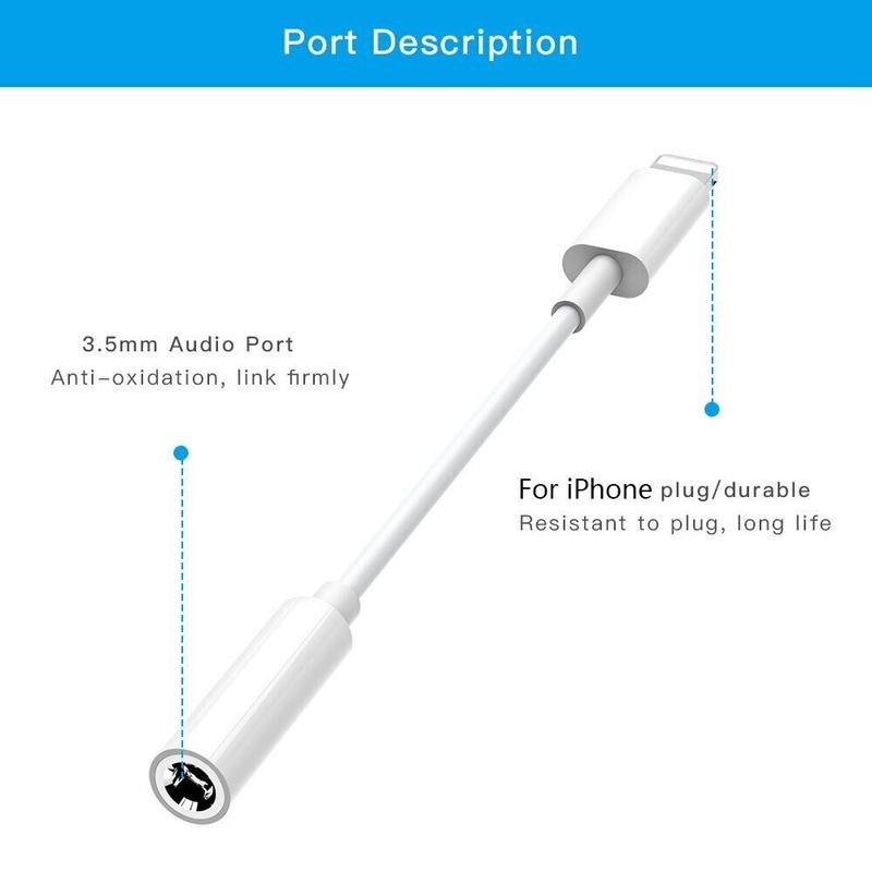 For iPhone Headphone Adapter 3.5mm Jack Aux Cord Dongle Audio Cable Connector Accessories Microphone