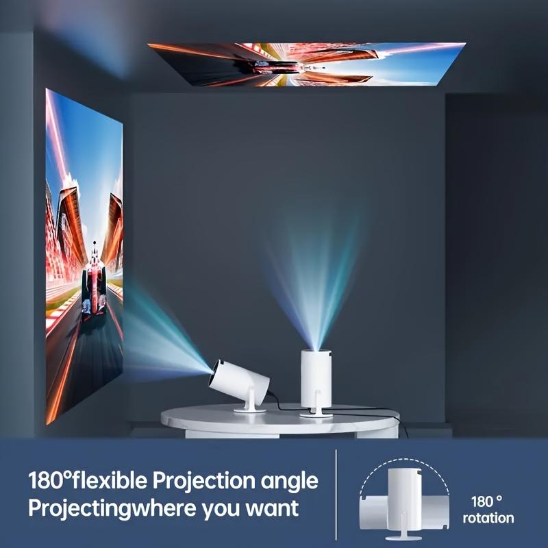 Compact 4K Smart Projector with WiFi 6 & Wireless 5.0, Screen Adjustment, 180° Rotation - USB Powered, HD 720P Home Video Projector