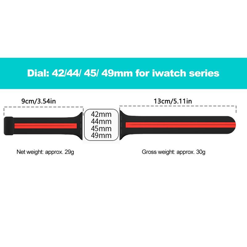 Magnetic Watch Band, 1 Count Adjustable Colorblock Watch Band, Silicone Watch Band Compatible with Apple Watch S9 8 7 6 5 Series 42 44 45 49mm