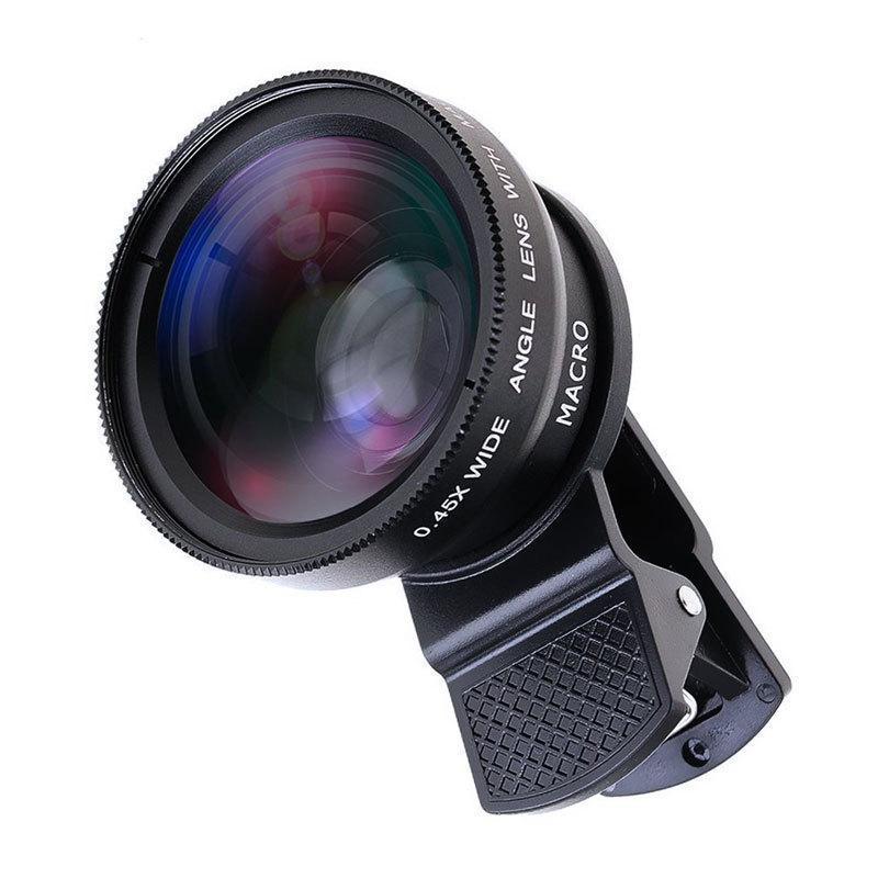 2-in-1 Lens Universal Clip, 37mm Mobile Phone Lens, Professional 0.45x 49UV Super Wide-Angle + Macro HD Lens, Phone Accessories