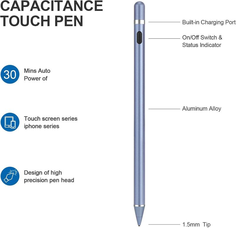 Active Stylus Pens for Touch Screens, Active Pencil  Digital Pens Fine Point Stylist Pen Compatible with  iPad, Android  Phone&Tablet Writing Drawing by