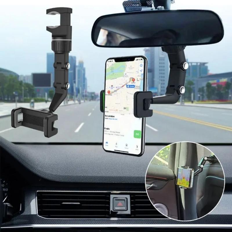 360 Degree Rotatable Car Phone Holder, Multifunctional Phone Bracket for Auto Rearview Mirror, Universal Car Interior Accessories