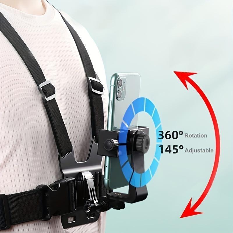 GoPro Chest Harness Holder body chest cp holde chest cellphone holder Mobile Phone Chest Strap Mount Accessory Silicone Adjustable