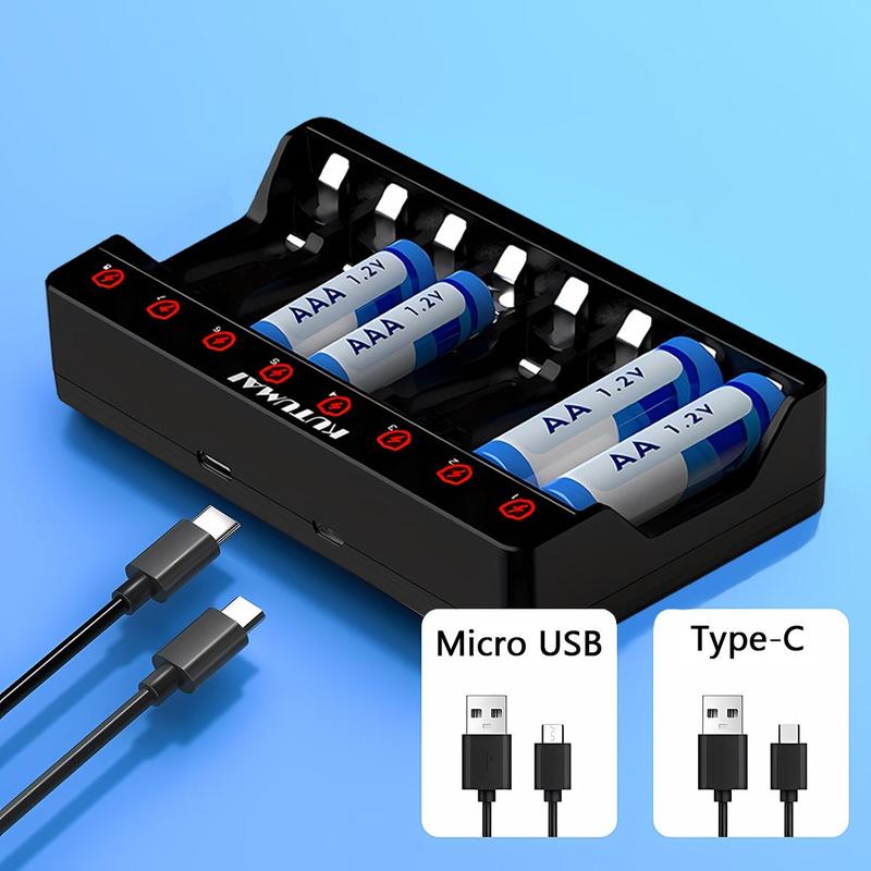 8-slot Independent Battery Charger (Without Battery), USB Powered Smart Battery Charger, Smart Charging Station for Ni-MH Ni-CD 1.2V AA AAA Battery