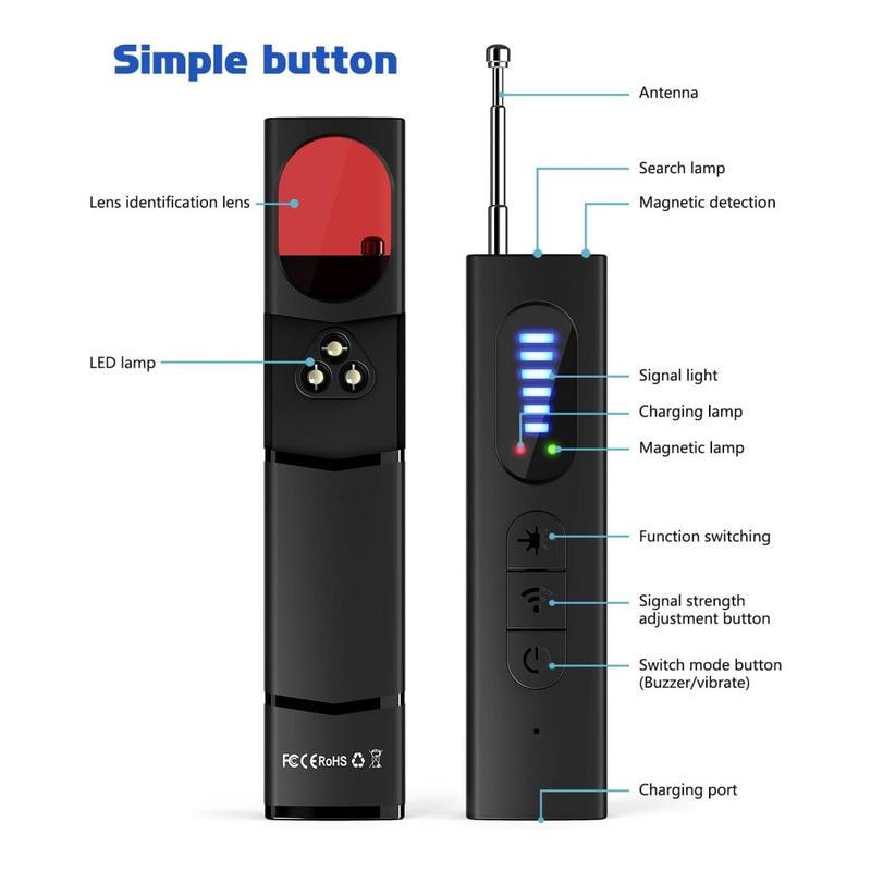 Hidden Camera Detector, 1 Box Anti Spy RF Signal Scanner, Bug Detector, Camera Detector, GPS Tracker for Travel, Hotel, Car, Bathroom, Office