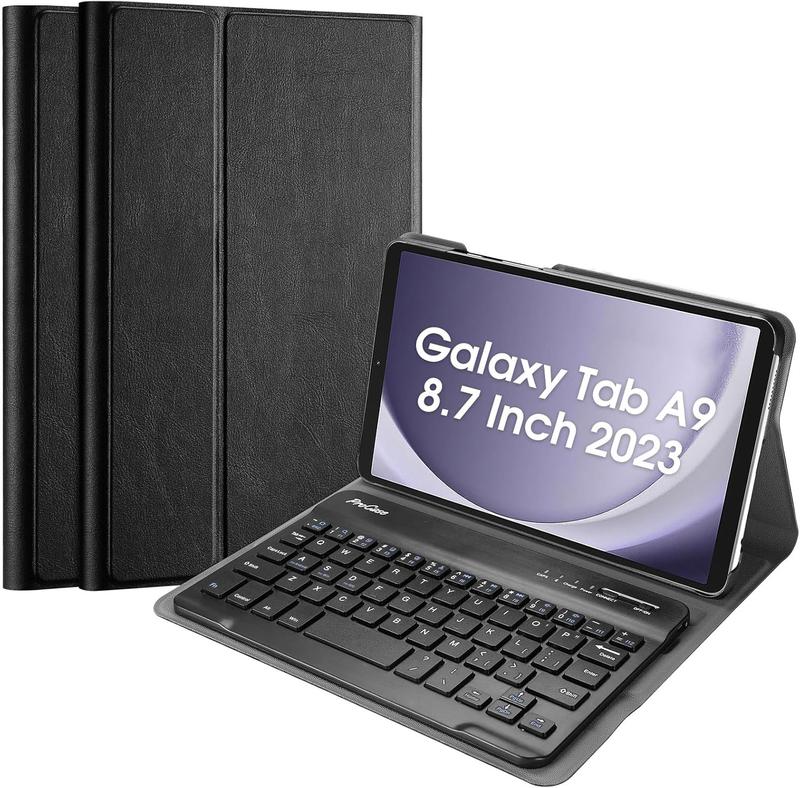 Keyboard Case for Galaxy Tab A9 8.7 Inch 2023 (Model: SM-X110 X115 X117), PU Leather Case with  Detachable  Keyboard for Galaxy Tab A9 8.7