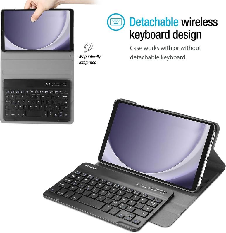 Keyboard Case for Galaxy Tab A9 8.7 Inch 2023 (Model: SM-X110 X115 X117), PU Leather Case with  Detachable  Keyboard for Galaxy Tab A9 8.7