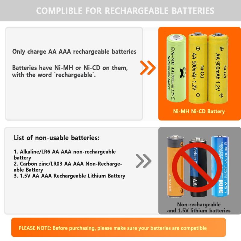 8-slot Independent Battery Charger (Without Battery), USB Powered Smart Battery Charger, Smart Charging Station for Ni-MH Ni-CD 1.2V AA AAA Battery