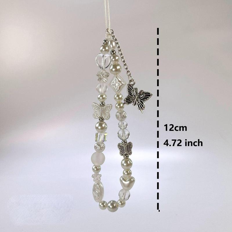 Butterfly Design Beaded Phone Chain, Cute Phone Lanyard, Creative Phone Charm, Fashion Phone Accessories for Women & Girls