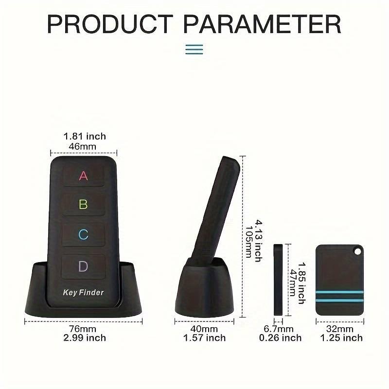 Wireless Key Tracker, Key Locator Transmitter with 4 Receivers, Batteries Required Item Locator, Portable Key Tracker, GPS Tracker for Wallet, Key