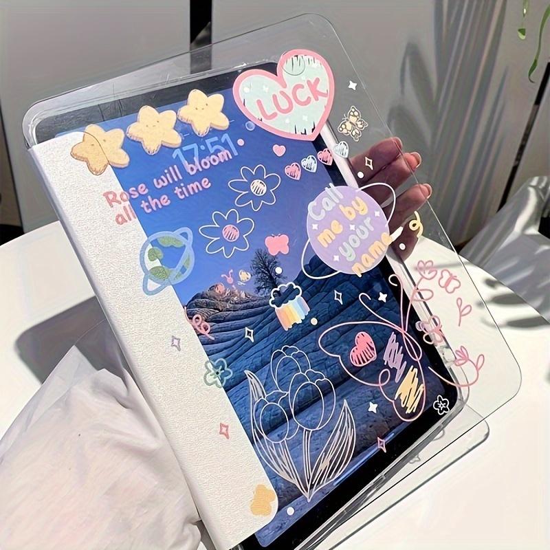 Laser Flower & Butterfly Transparent 2-In-1 Acrylic 360-Degree Rotating Stand Case For Ipad Models 10.2 Air4 Air5 Pro11 10Th 10.9 9.7 - Includes Butterfly Kickstand & Airpod Case