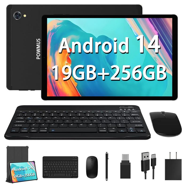 BlackFriday NEW 256GB Storage 10.4 inch Android 14 Tablet with Keyboard and Mouse Tablets, 19GB(8+11)Ram 2TB Expandable, 2000*1200 IPS, Octa-Core Processor, 2.4G 5G WiFi, 8000mAh, Support Face Unlock, GPS Android Big Tablets Bundle-Black