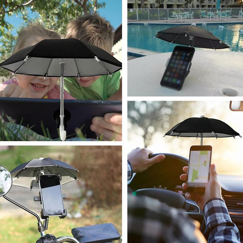 Adjustable Mobile Phone Mount Umbrella Holder, Durable Suction Cup Phone Holder Stand, Mini Simulation Small Umbrella Phone Holder, Phone Protection Accessories for Most Smartphone Cellphone