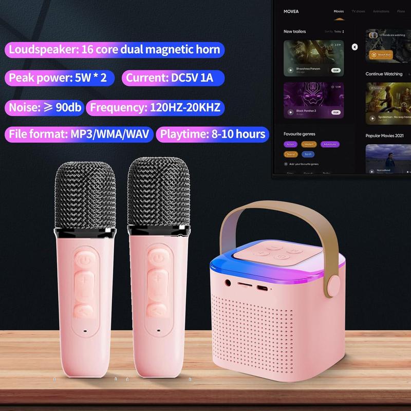 Karaoke Machine, 1 Set Wireless Microphone & Speaker, Bluetooth-compatible Speaker Karaoke Machine for Teenager & Adults, Birthday Gift, Christmas Gift