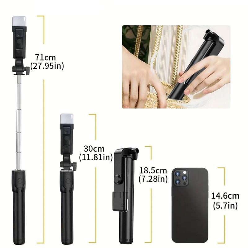 Portable Selfie Stick Tripod, 1 Count 360-Degree Rotatable Selfie Stick with Fill Light, Universal Travel Selfie Accessories for Live Streaming, Vlogging, Photography