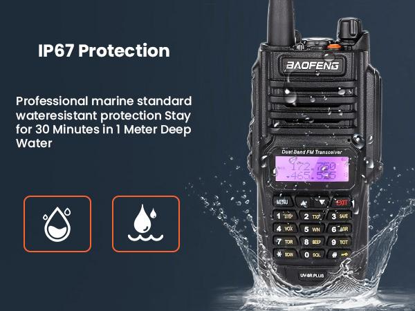 BAOFENG UV-9R Plus (upgrade of UV-5R) Protable Walkie Talkie, Handheld Ham Radio Long Range with IP67, Survival Emergency Preparedness Audio Gear