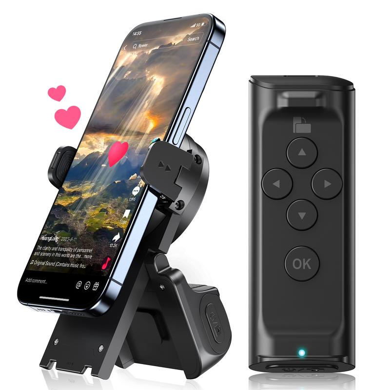 PUTARE Remote Control for TikTok Scrolling, with Cellphone Holder Stand, Wireless Page Turner, Camera Shutter Video Recording for iOS Android, Phone Selfie Accessory Stocking Stuffers Black Friday