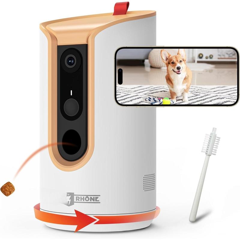 2K Pet Camera, 360?View  Camera  Dispenser, 5G WiFi Pets  with Phone APP, Two-Way Audio,  Night Vision, Barking Detection and Motion , Works with Alexa