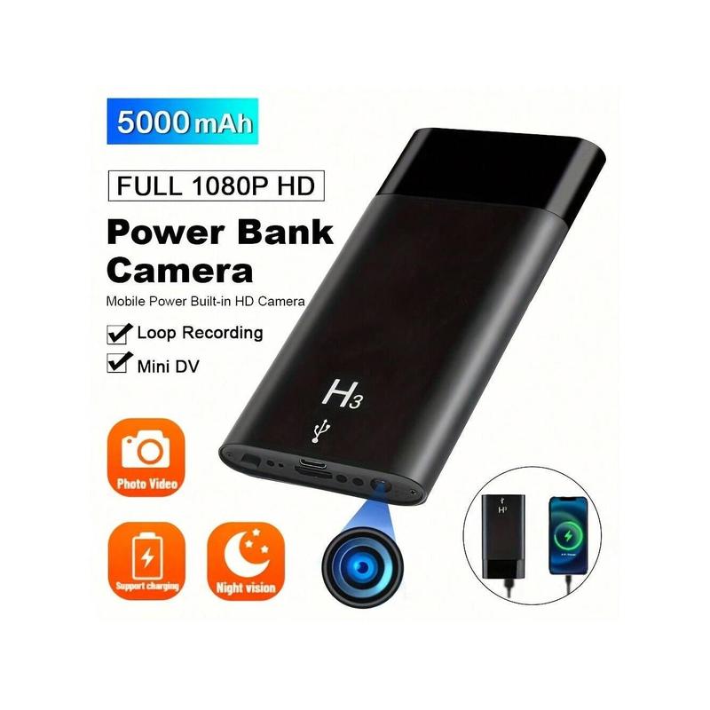 [DDB] Camera Charger, HD 1080P - Best Mini Camera - USB Charger - Secret Camera - Nanny Cam - Small Cameras For Spying - Mini  Surveillances Camera. 5000mAh Powerbank With Video Camera - Support 32GB Memory Card, Night Vision (Preferred gift)