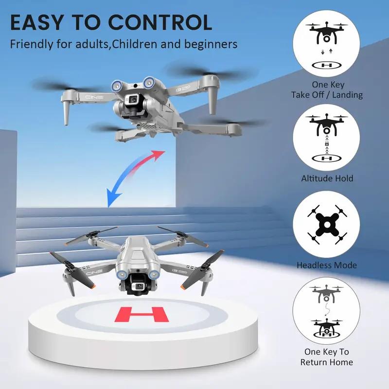 4K High-definition Dual-camera Drone, Imitation Titanium Alloy Appearance, One-keyTakeoff  Landing  Return, Obstacle Avoidance Switch, Adjustable Camera and Light Control, Optical Flow Positioning Technology! The Best Choice for Christmas Gifts.