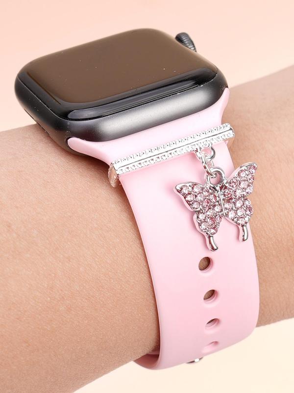 Rhinestone Decor Butterfly Design Watch Band Ring Loops, Watch Strap Accessories for Apple Watch, Watch Strap Charm Suitable for Galaxy Watch Series