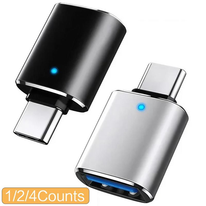 USB C to USB OTG Adapter, USB C Male to USB A 3.0 Female Converter with LED Indicator Light, Phone Accessories for Home Office