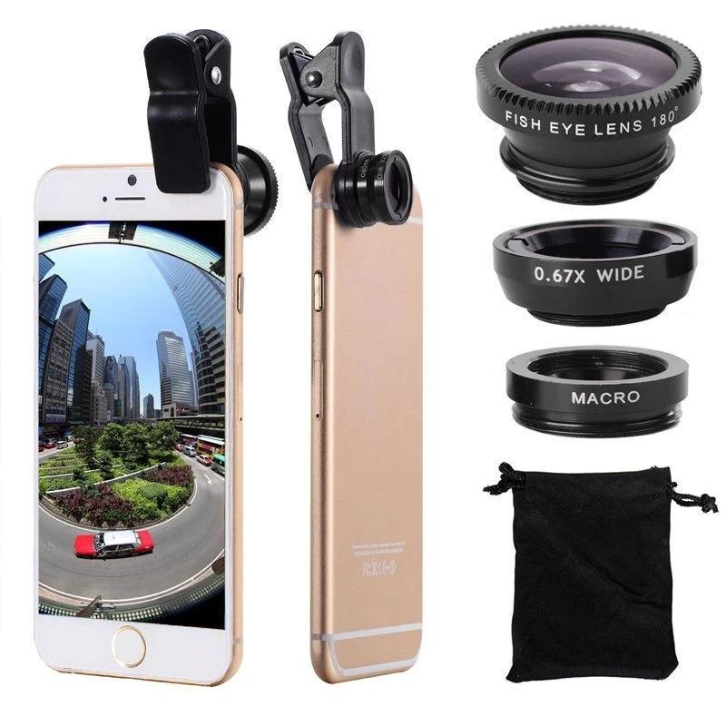 1 Set 3In1 Mobile Phone Fish Eye+Wide Angle+Macro Lightweight Camera Lens For Universal Cell Phone