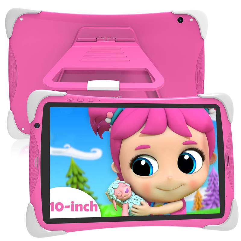 Kids Tablet, 10 Inch Tablet for Kids, 4GB+64GB Android 12, Parental Control, Kid Content Pre-Installed, SD to 128GB, 6000 mAh Battery, Eye Protection Mode, Google Store, with Stand, Pink