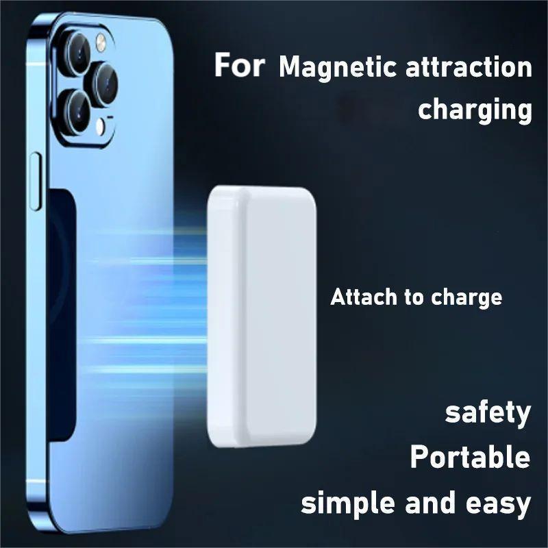 Portable Wireless Magnetic Power Bank, 1 Count 5000mAh Lightweight Magnetic Power Bank, Portable Charger for iPhone 12-15