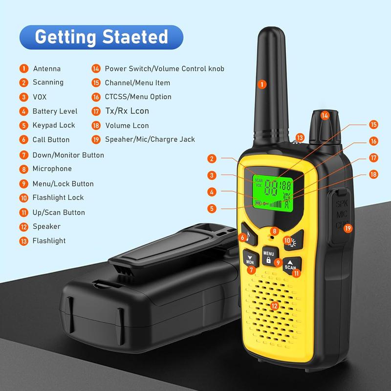 Walkie Talkies,Long Rang Walkie Talkies with 22 FRS Channels,Walkie Talkies for Adults with Lamp,VOX,LCD Display for Outdoor Activities