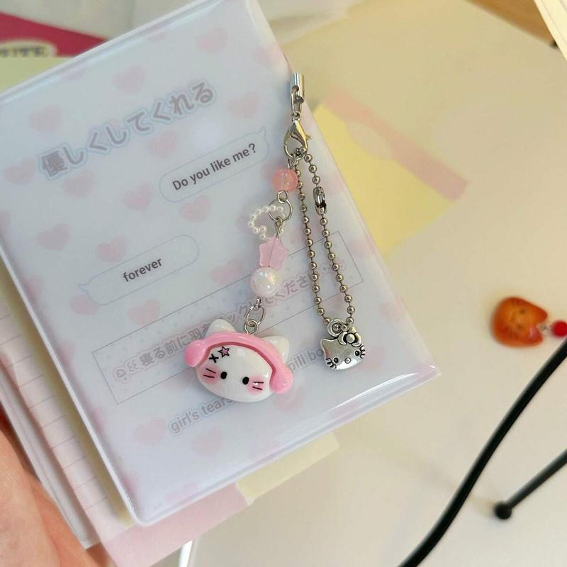 Original Design Pink Earphone Cat Shaped Phone Lanyard, Kawaii Cartoons Cute Handmade Guben Chain, Phone Pendant, Phone Strap