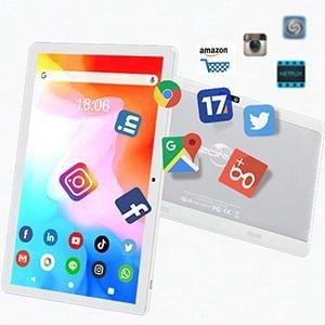 Tablet 10.1 Inch Android Tablet With 32GB, 512GB Expandable Storage 3G Phone Tablets & Dual Sim Card & 2MP+ 5MP Dual Camera, Quad Core Processor, 1280x800 IPS HD Display,GPS, FM (Silver)