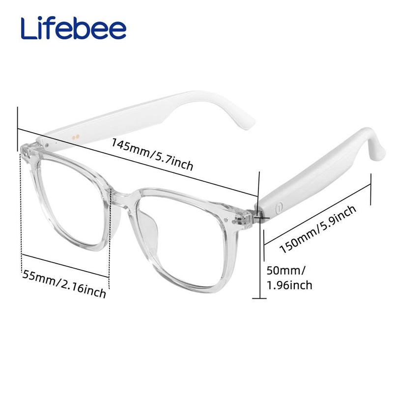 LIFEBEE Smart Glasses, 1 Count Glasses with Changing Lenses, Support Voice Assistant, Call, Remote Control Photo Taking Function Glasses