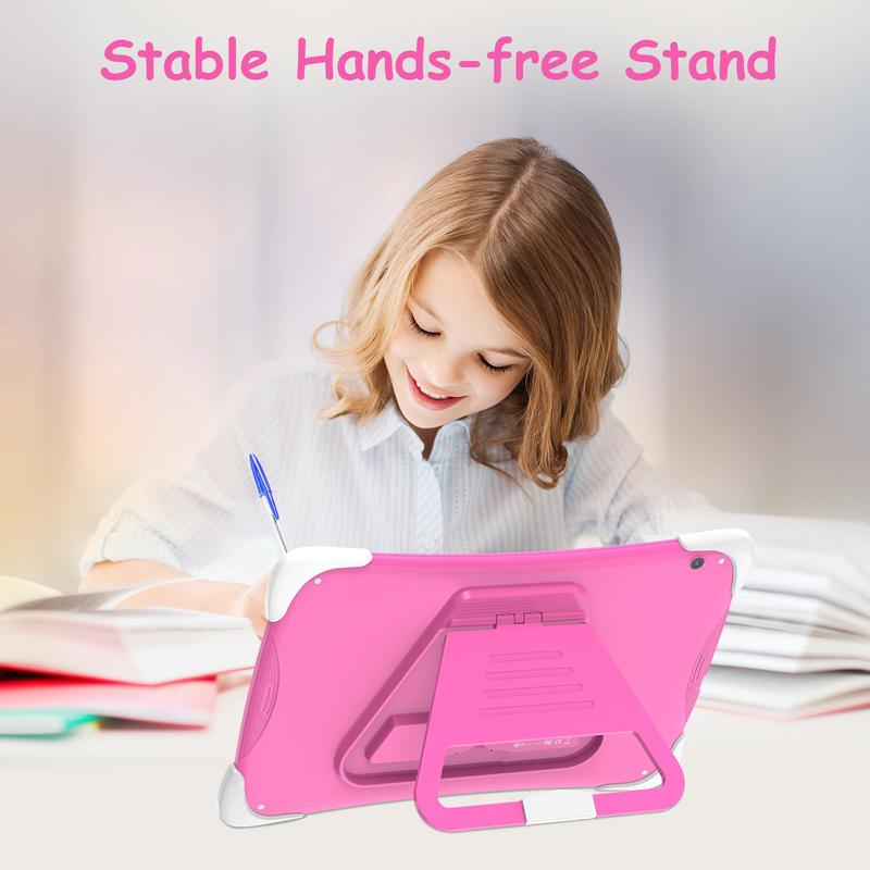 Kids Tablet, 10 Inch Tablet for Kids, 4GB+64GB Android 12, Parental Control, Kid Content Pre-Installed, SD to 128GB, 6000 mAh Battery, Eye Protection Mode, Google Store, with Stand, Pink