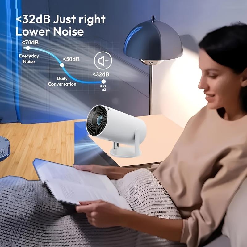 Compact 4K Smart Projector with WiFi 6 & Wireless 5.0, Screen Adjustment, 180° Rotation - USB Powered, HD 720P Home Video Projector