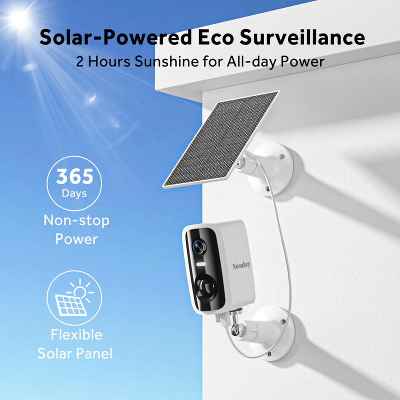 [Gift]Noonkey 4MP Solar Security Cameras Wireless Outdoor, Battery Powered WiFi Security Camera w Spotlight & Siren Alarm, AI Detection for Home Security, Color Night Vision, 2-Way Audio, Waterproof, Alexa