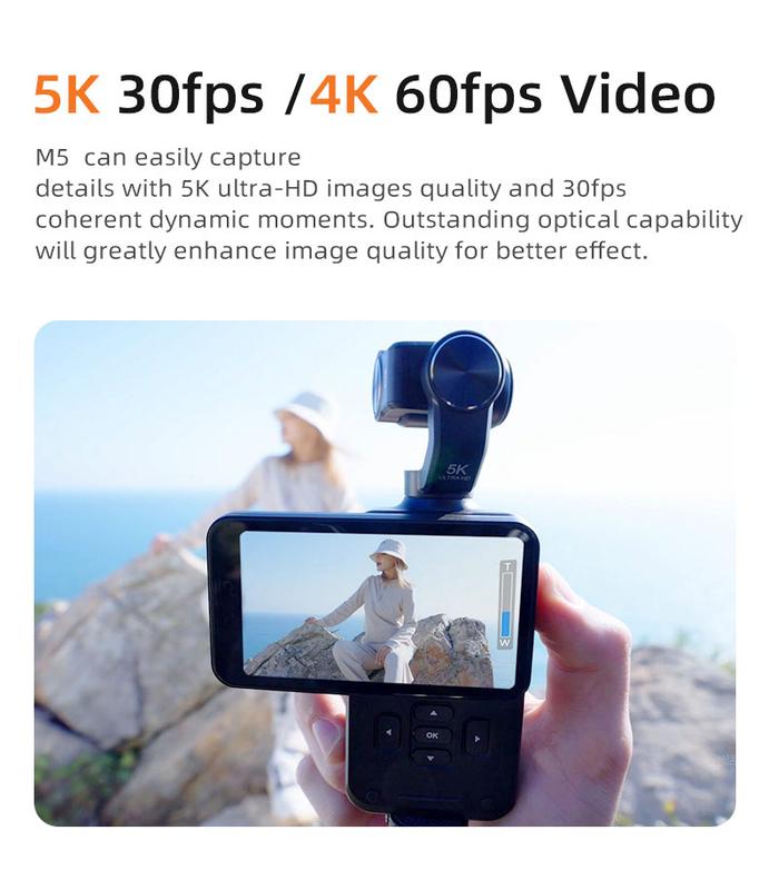 Tokdance TDM5 super 5k mini portable pan tilt camera 3.5 inches, with anti-shake function, face tracking, night visibility, suitable for sports recording, life recording djiosmoaction4 dji  pocket 3 vlogging camera