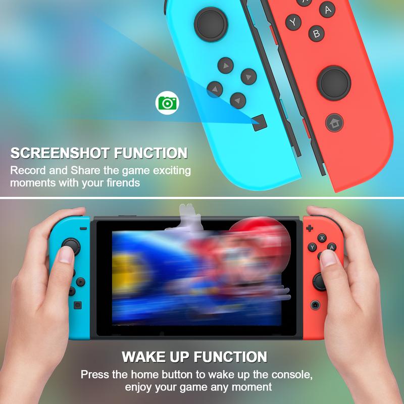 Replacement for Switch Joycons,Switch Controller,Left and Right Switch Joypad Controller Support Dual Vibration Wake-up Screenshot Motion Control,No NFC