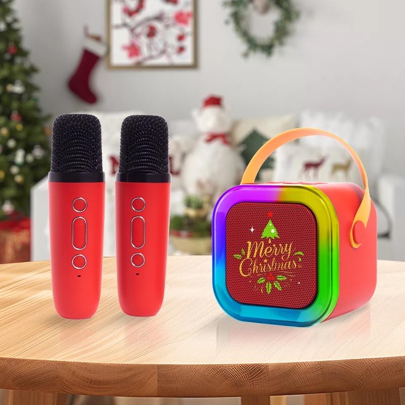 Portable wireless karaoke speaker with microphone, HIFI stereo subwoofer, KTV speaker with RGB color LED light subwoofer, outdoor sports travel karaoke machine sound system, audio equipment, room accessories