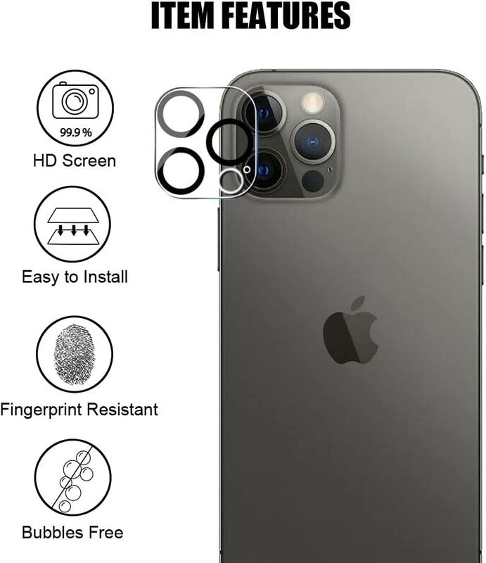 8 Pcs set Tempered Glass Screen Camera Lens Protector For iPhone 16 15 14 13 12 11 Pro Max with 4 Pcs Screen Protector & 4 Pcs Camera Lens Protector