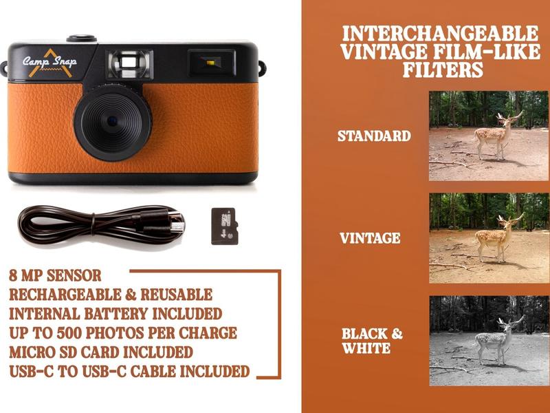 Screen-Free Digital Camera - Chestnut Brown Vintage Durable