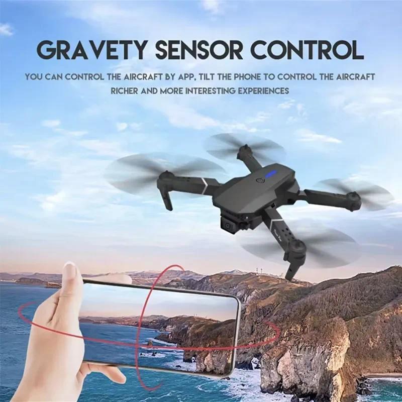 New E88Pro RC Drone 4K Professinal With 1080P Wide Angle Dual HD Camera Foldable RC Helicopter WIFI FPV Height Hold Apron Sell Charging Automatic Folding Durable Blades Cable Phone Chargeable