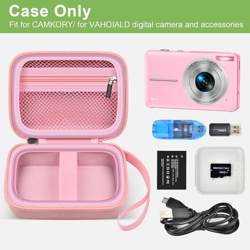 Digital Camera Case Compatible with VAHOIALD FHD 1080P  for CAMKORY Digital Point and Shoot for KODAK PIXPRO FZ45-BK 16MP Vlogging for IWEUKJLO for Nsoela, Holder for SD Card More- Pink (Box Only)