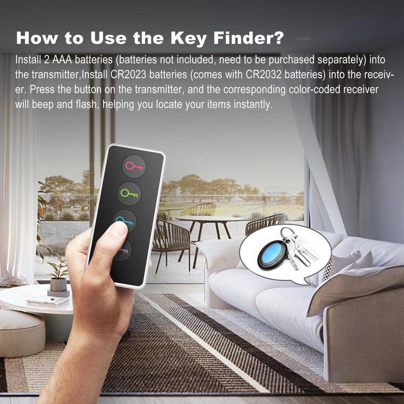 Key Finder, Wireless RFID Locator Key Finder With 4 Receiver & LED Flashlight Function