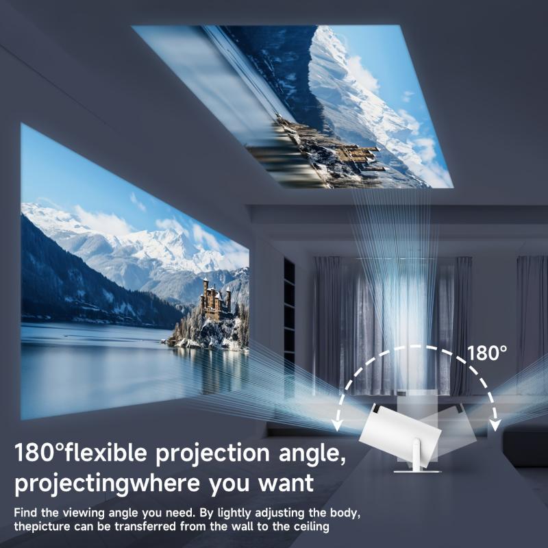 HY300 Mini 4K Android 11.0 Projector - 1080P & 720P Resolution, 200ANSI Brightness, Portable Wireless Design, 180° Adjustable Projection Angle, Ideal for Home & Outdoor Cinema Entertainment