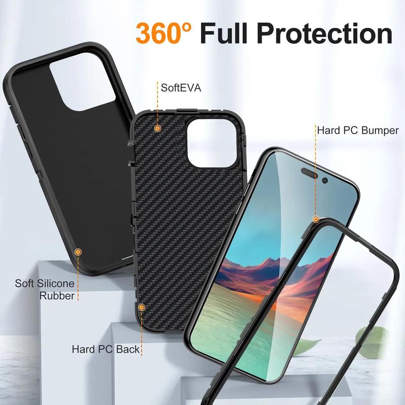 Solid Color Phone Case, 1 Count Shockproof & Anti-fall Phone Protective Cover, Decorative Phone Protector Case, Anti-drop Phone Cover Compatible with iPhone 15 14 13 12 11 Pro Max