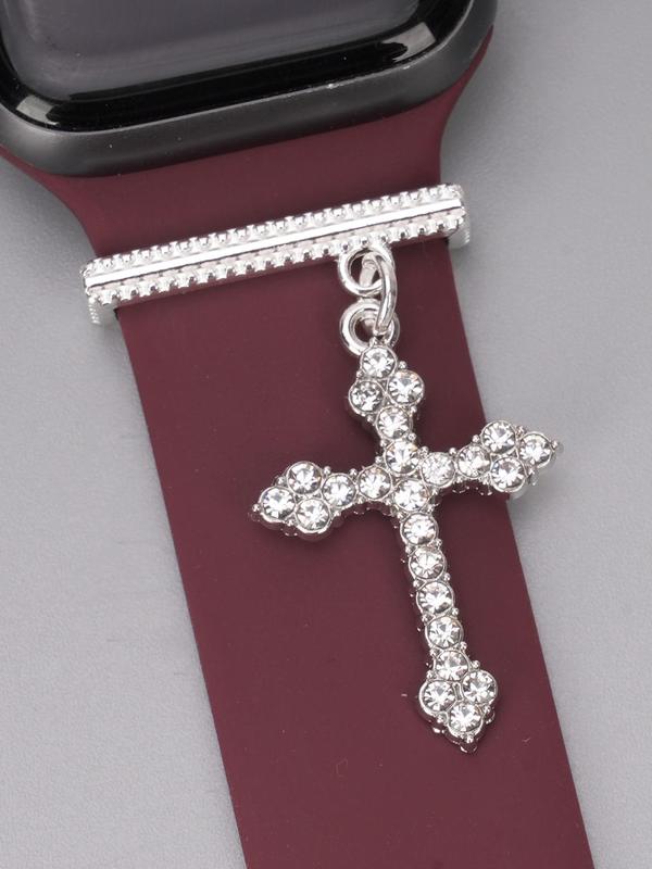 Rhinestone Decor Cross Charm Watch Band Decoration, Watch Band Charms, Watch Accessories for Apple Watch Bands, Gift for Men & Women