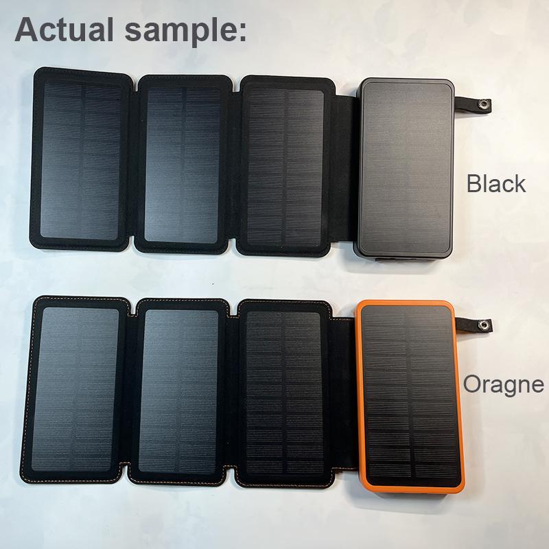 Solar Powered Power Bank, Portable Solar Phone Charger with Foldable Solar Panels, 20000mAh High Capacity Solar Power Bank for Smart Phones, Tablets