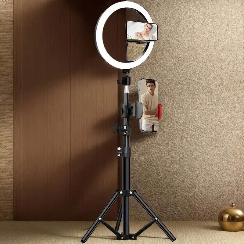 Multi-functional 10-inch LED Ring Light with Adjustable Stand and 2 Phone Holders for Live Streaming