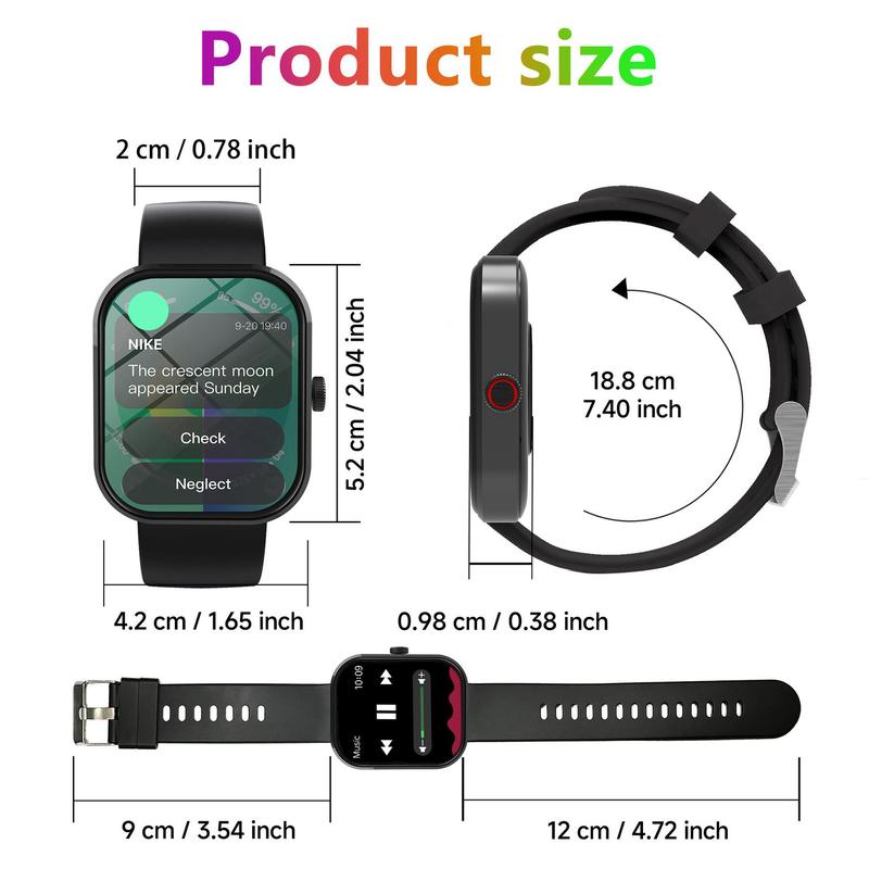 Multifunctional Smart Watch, Fashion Digital Watch with BT, Sports Watch with Time Display, Music Control, Compatible with Android & IOS, Gift